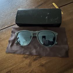 Persol 9649-S Aviator Style Sunglasses. Gray w/ Blue Lenses