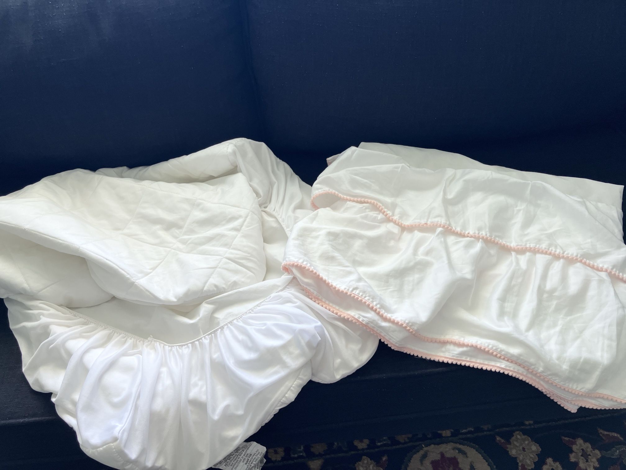 Crib Fitted Sheet /Protector And Crib Skirt