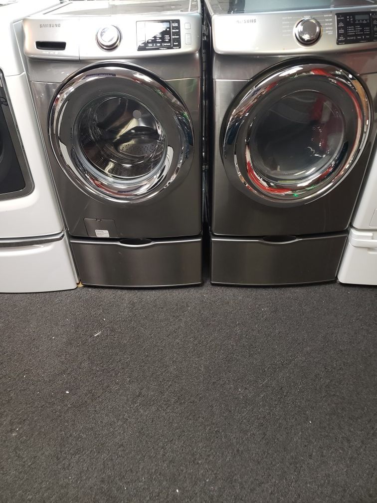 Samsung washer and dryer set stainless steel excellent condition 90 day warranty