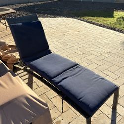 2 Pool Loungers With Cushions And Covers 