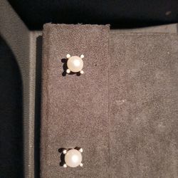 David Yurman Earrings Pearl W/small Diamonds