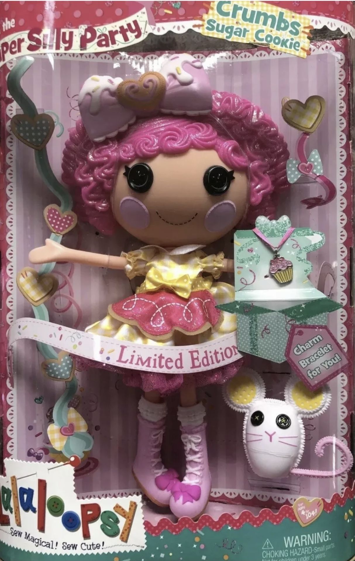 Limited Edition Lalaloopsy Crumbs Sugar Cookie Super Silly With Bracelet. NIB.