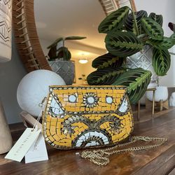 Antik Kraft Metal Clutch Purse In Honey (NWT)