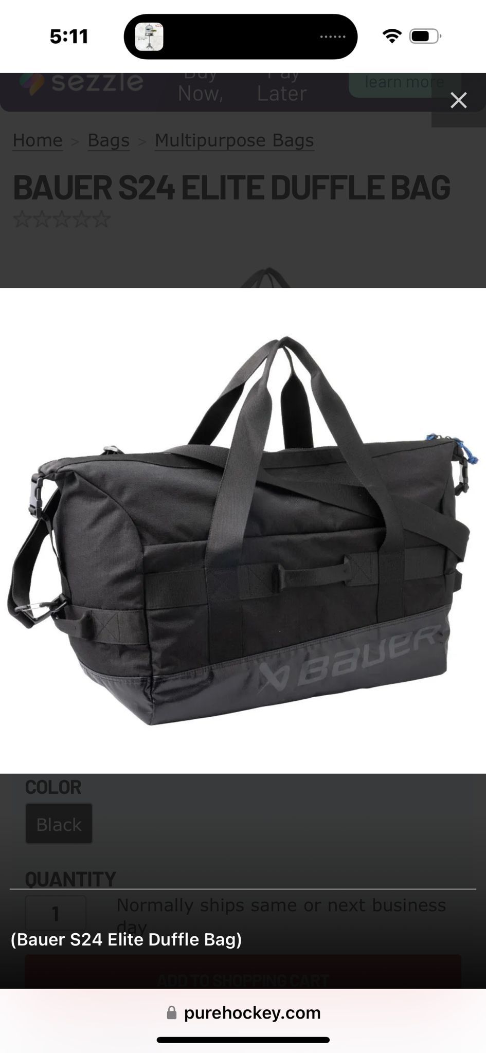 Bauer S24 Elite Duffle Bag 62590-2