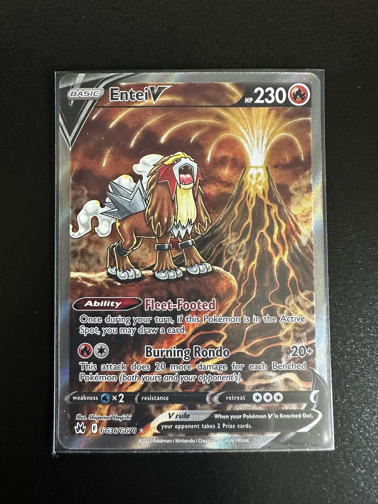 entei v pokemon card from Crown Zenith you may draw a card PCA 9.5 Entei V