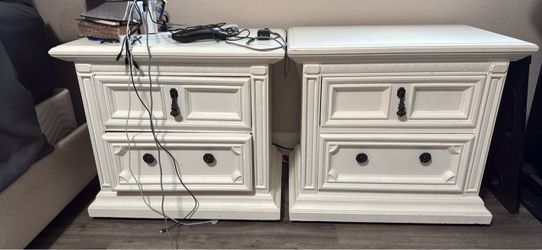 Matching White 2-Drawer Nightstands – Set of 2 – $125