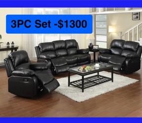 FREE DELIVERY — Brand new 3PC  Reclining Sofa Loveseat Chair 