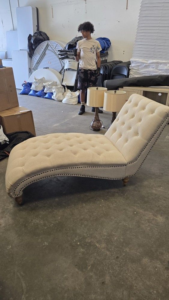 Tufted Beige Lounge Chair