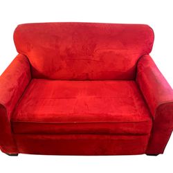 JC Penney Red Sofa 2 Seat Hide-A-Bed Couch, One Owner.