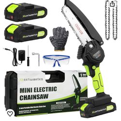 Mini Chainsaw 6-Inch with Real-time Power Display - Portable Handheld Cordless Chainsaw with 2 Rechargeable Batteries, 21V Small Power Chain Saws for 