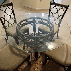 Round Bamboo dining table 4 chairs