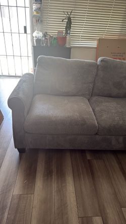 Gray Corduroy Fabric Sofa Couch