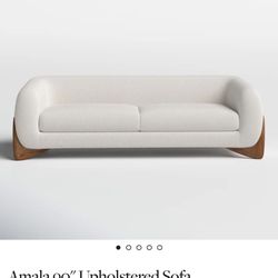 White Boucle Sofa Couch 90”