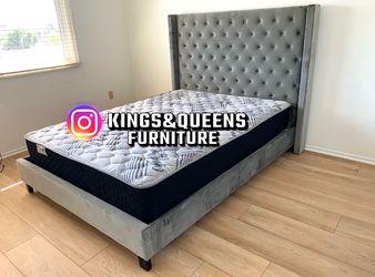 New Queen bed frame with mattress
