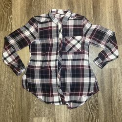 Womens Maurices Purple Plaid Relaxed Fit Tunic - S
