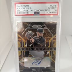2025 Skenes Prizmatrix Auto Gold /10. PSA Gem Mint 10