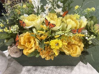 Flowers In Green Container
