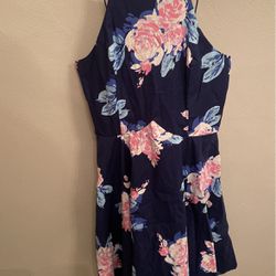 Blue Floral Halter Top Dress