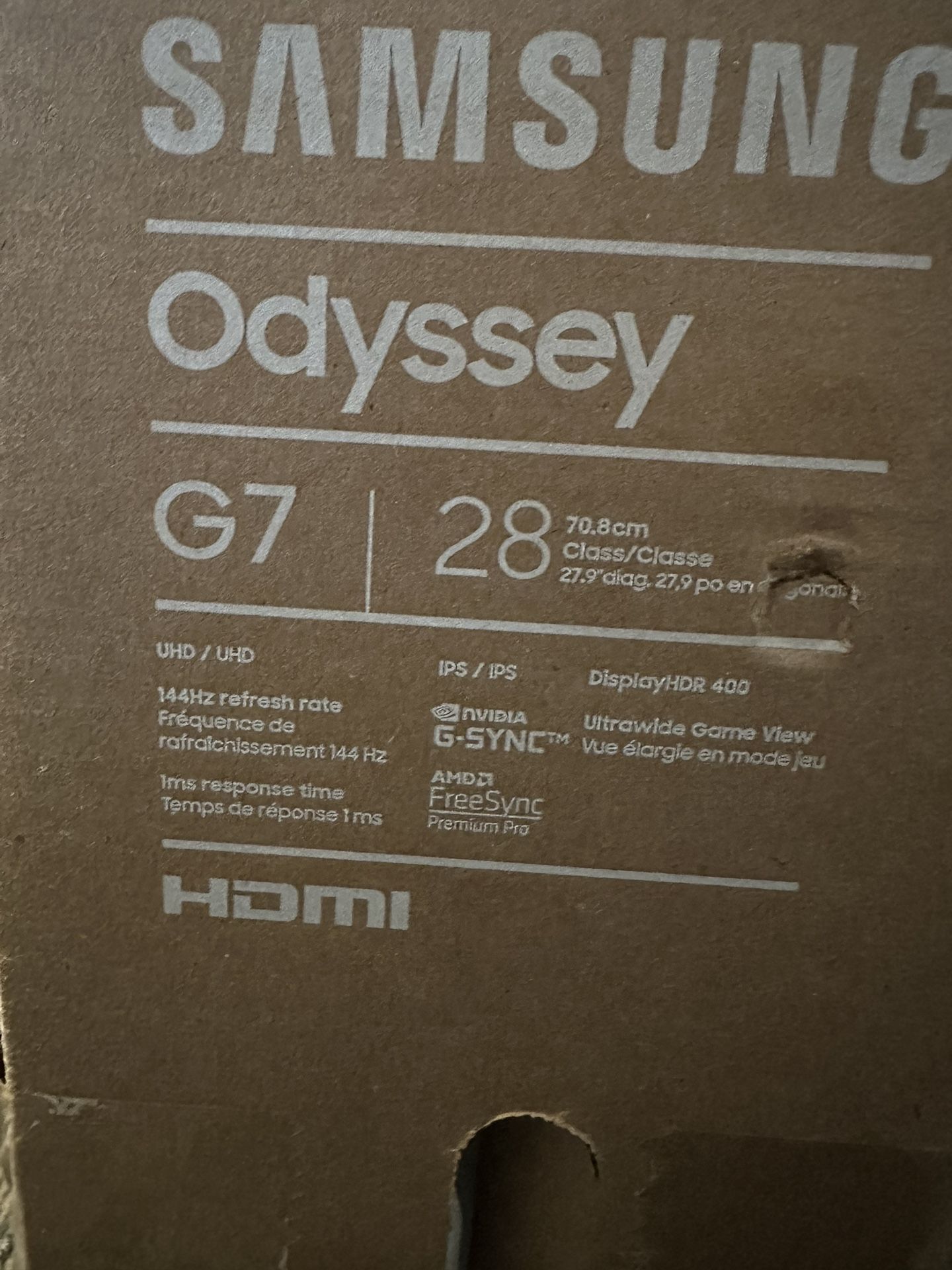 28’ Samsung Oddessy G7 4k Monitor 144hz 
