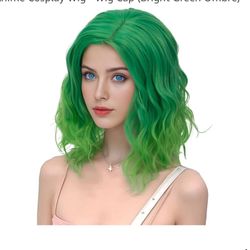 Short Curly Green Wig