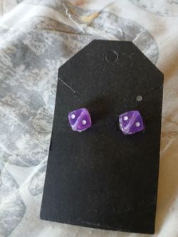 Handmade  purple dice earrings