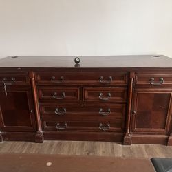 Large Solid Wood Media Console with media hookups