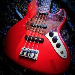 Fender-Style 4-String Jazz Bass in Gloss Candy Apple Red with Tortoiseshell Pickguard and Maple Neck