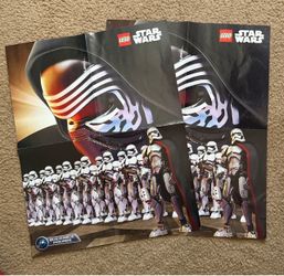 2 Lego Star Wars Force Awakens Buildable Figures Kylo Ren Double-Sided Poster