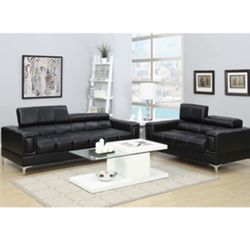 Gorgeous Black Colored 2 piece Sofa and Loveseat Set