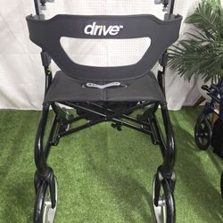 Drive Medical Nitro Sprint Foldable Rollator Walker with Seat, Standard Height Lightweight Rollator with Large Wheels, Folding Rolling Walker, Andador