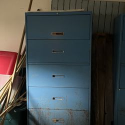 Two Blue Filing Cabinets