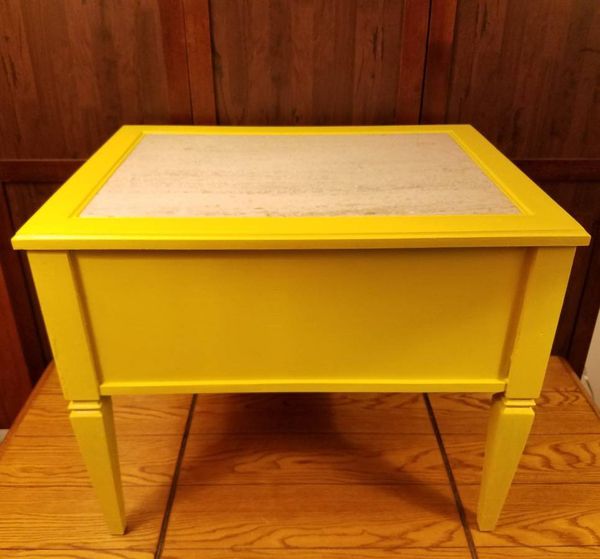 Marble Top Vintage End Table Shabby Chic Mustard Yellow For Marble Top Vintage End Table Shabby Chic Mustard Yellow For In Council Bluffs Ia Offerup
