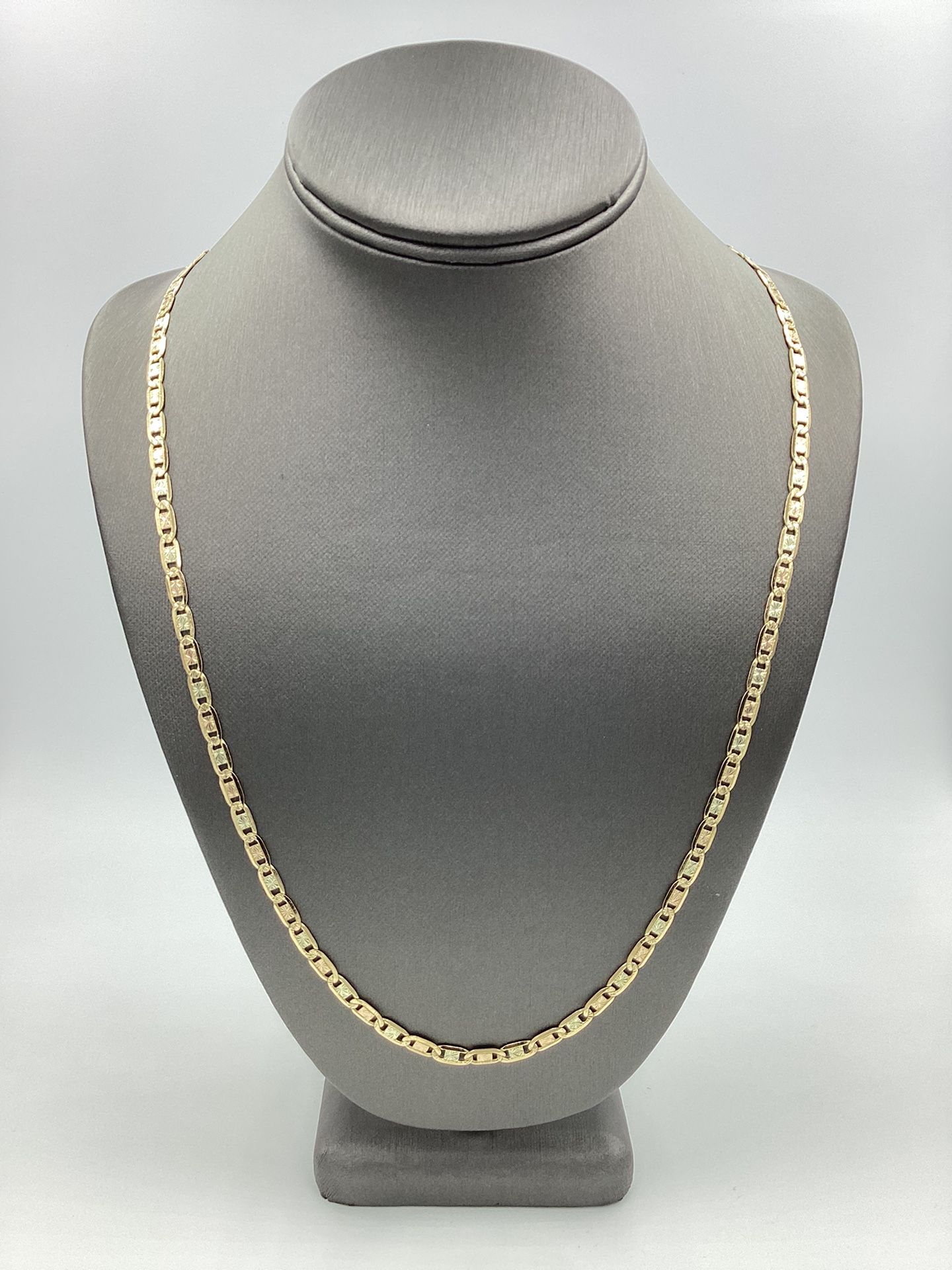 10KT TRI-COLOR MARINER LINK CHAIN 25”