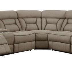 New Sectional Sofa With Three Power Recliners In Faux Suede