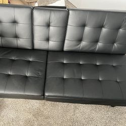 Faux Leather Futon W/ Cup Holders