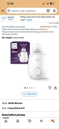 Philips Avent Premium Fast Bottle Warmer, with Smart Temperature Control, Water Bath Technology, Automatic Shut-Off