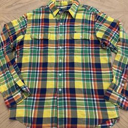 Polo Ralph Lauren Flannel Bright Yellow Plaid Button Down Shirt
