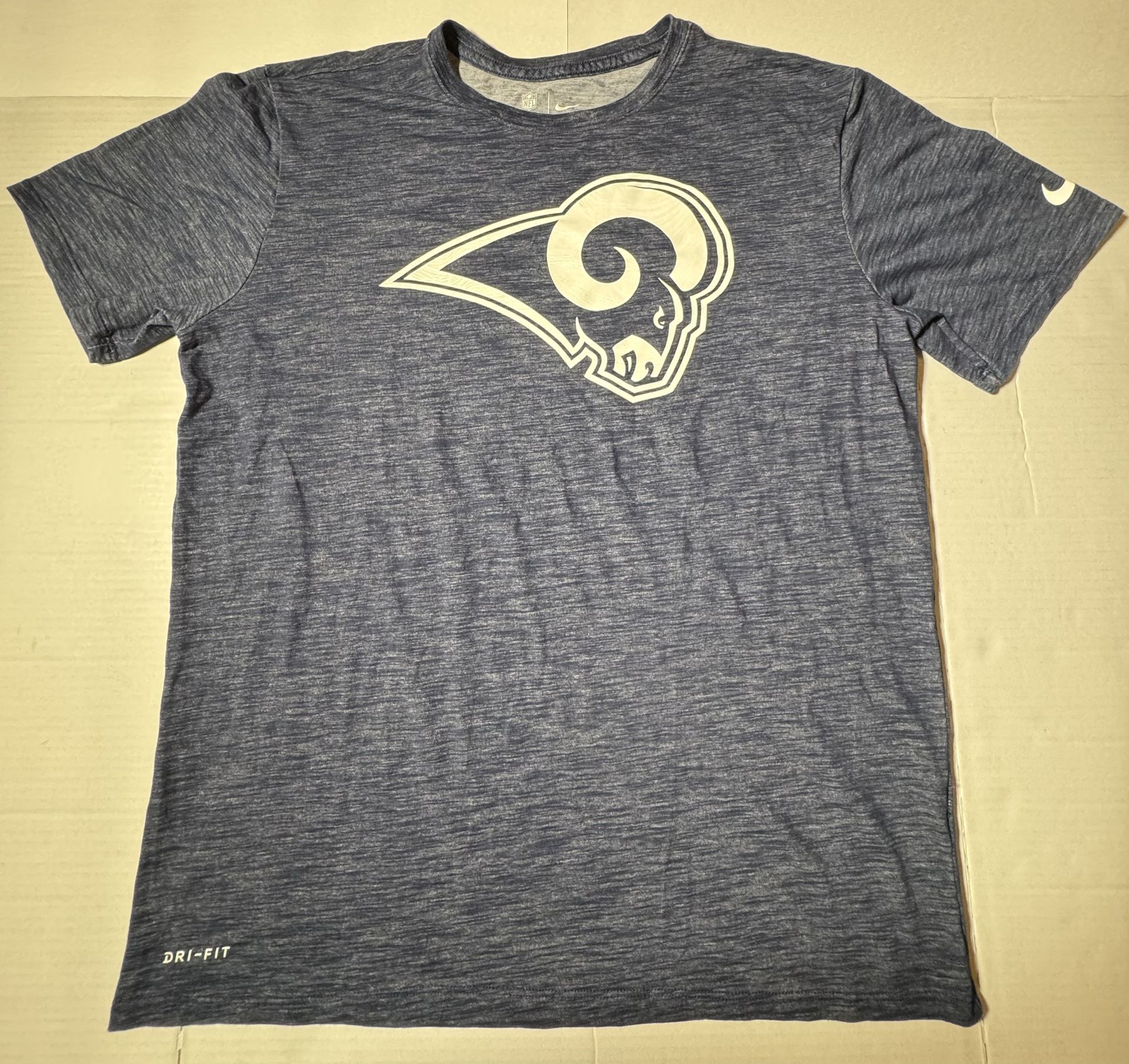 Pre Owned Defect Good See Last Photo Tag Hole Rams St Louis Los Angeles Nike Dri Fit T Shirt NFL Printed Navy Men Size Large