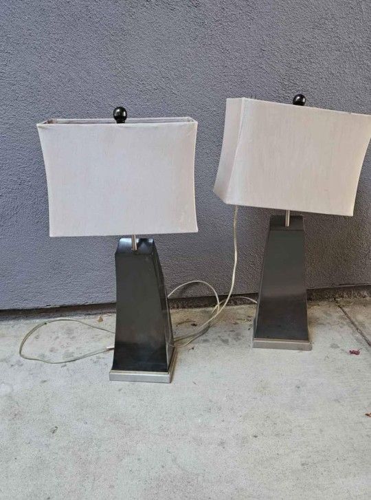 Brushed Steel Curved Table Lamp