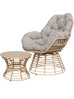 New in box! Outdoor Patio Swivel Chair 360 Degree Swivel Wicker Bistro Set with Thick Cushions Rattan Chairs Conversation Set with Coffee Tab