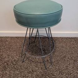 Vintage turquoise vinyl covered (padded) stool - $30 (Downtown) NON-NEGOTIABLE. Hagglers will be ignored.