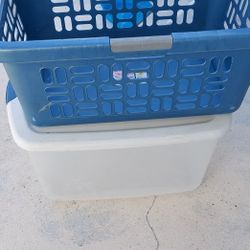 Plastic Basket And Bin $10. BOTH