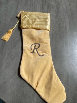Gold Velvet Monogram Christmas Stocking Letter R