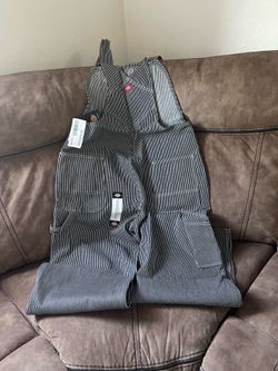Dickies Hickory Stripe Bib Overalls size 38x30
