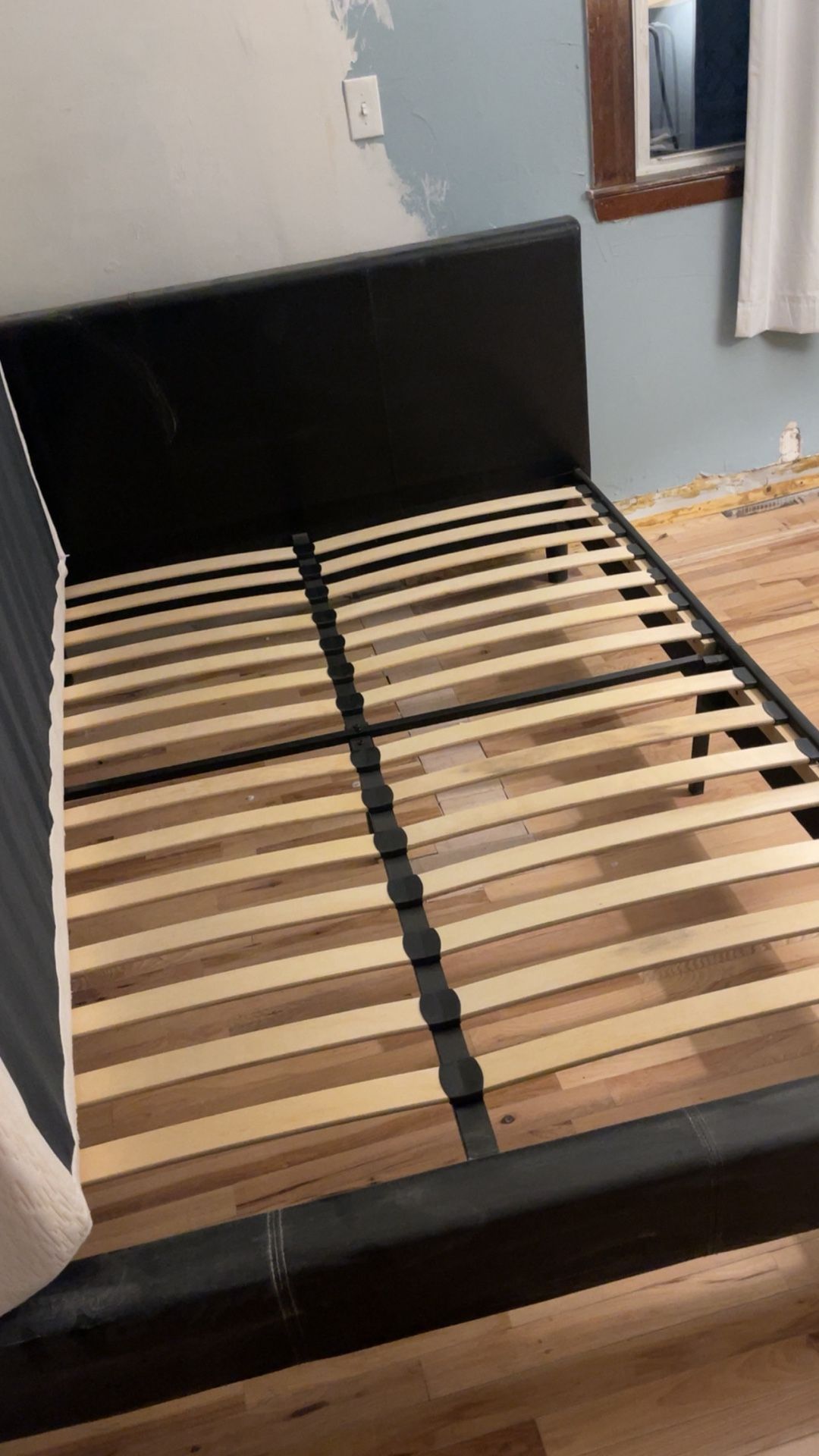 Black Leather Bed Frame Queen Size.