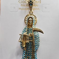 Blue Santa Muerte Necklace
