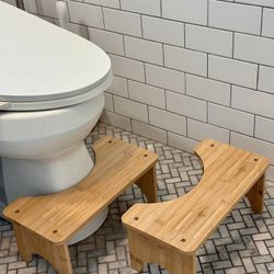 Pair of 2 Bamboo Squatty Potty Toilet Stools