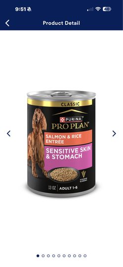 Purina Pro Plan Sensitive Skin and Stomach, Salmon and Rice Entree Wet Dog Food Pate, 13 oz., Case of 12