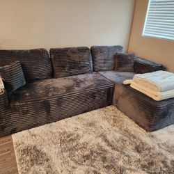 Charcoal Suede Memory Foam Sectional
