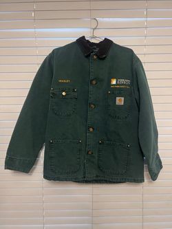 green Carhartt jacket w/ Edison embroidery